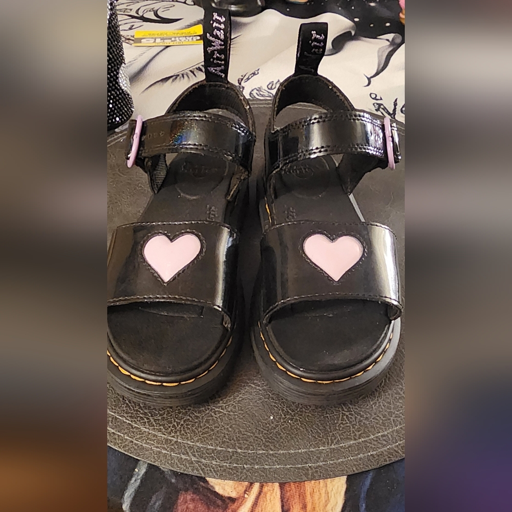 Dr. Martens Black and Pink Sandals
